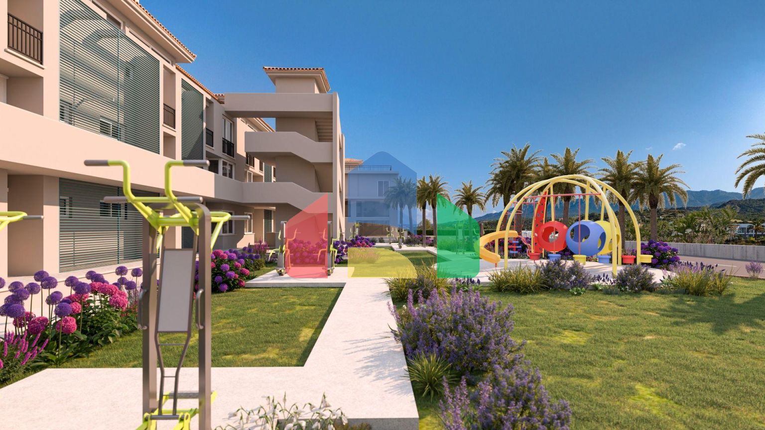 2-комнатные апартаменты 45м2 с террасой 10м2 и собственным садом в новом комплексе рядом с морем