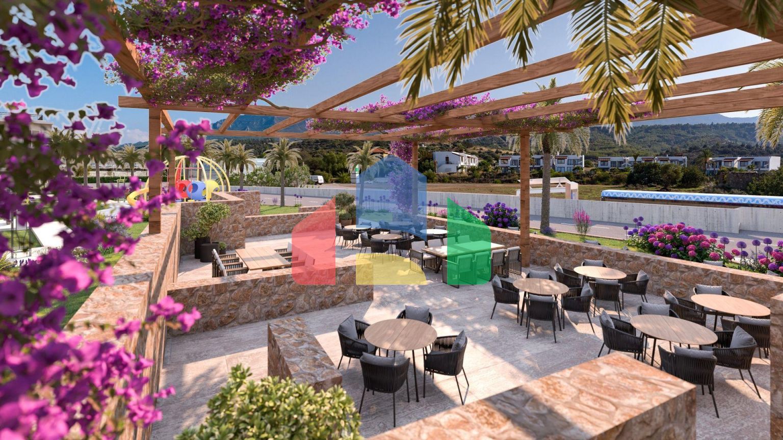 2-комнатные апартаменты 45м2 с террасой 10м2 и собственным садом в новом комплексе рядом с морем