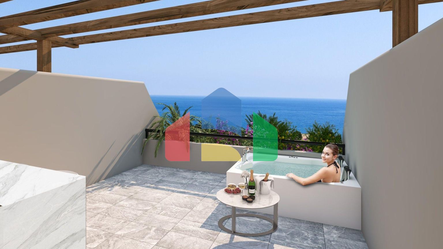 2-комнатные апартаменты 45м2 с террасой 10м2 и собственным садом в новом комплексе рядом с морем