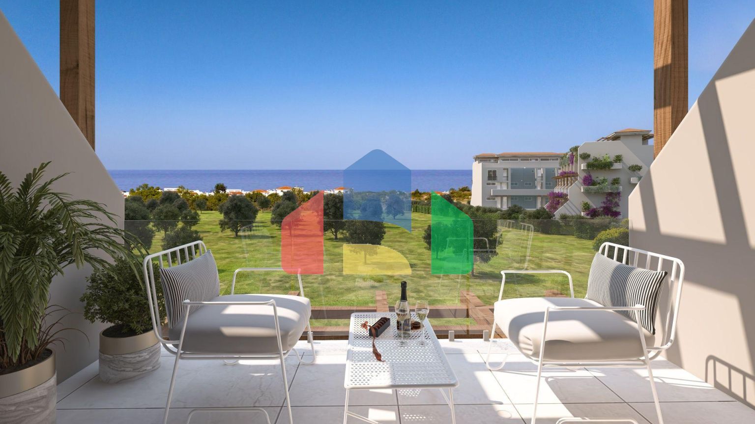 2-комнатные апартаменты 45м2 с террасой 10м2 и собственным садом в новом комплексе рядом с морем