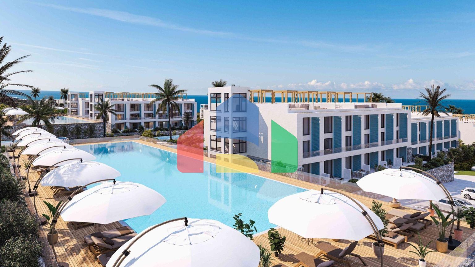 Студия 43 м2 в террасой 6м2 в комплексе у моря