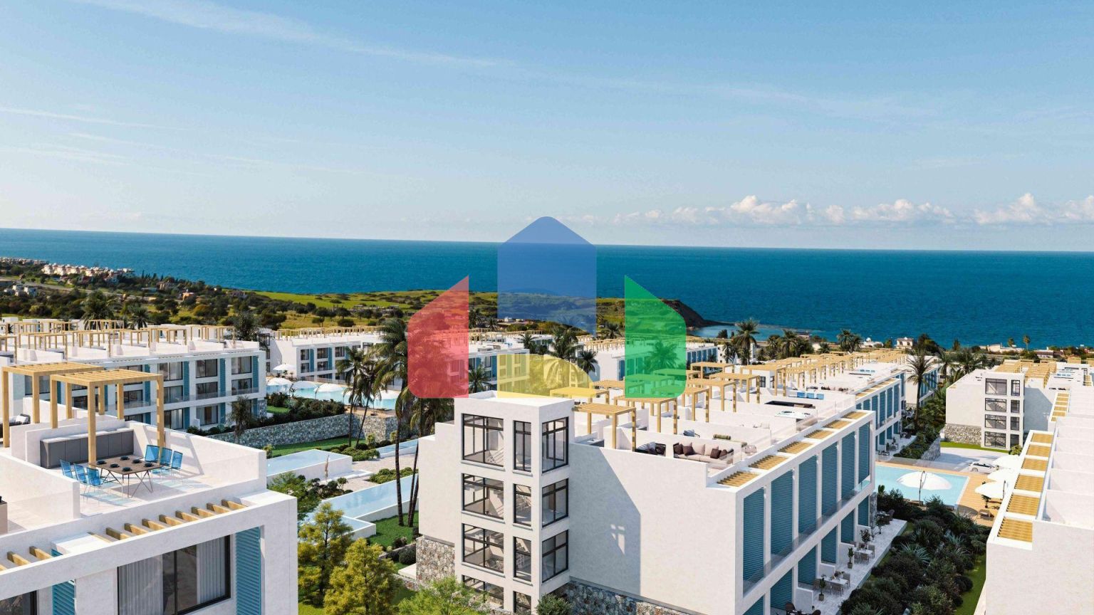 Студия 43 м2 в террасой 6м2 в комплексе у моря