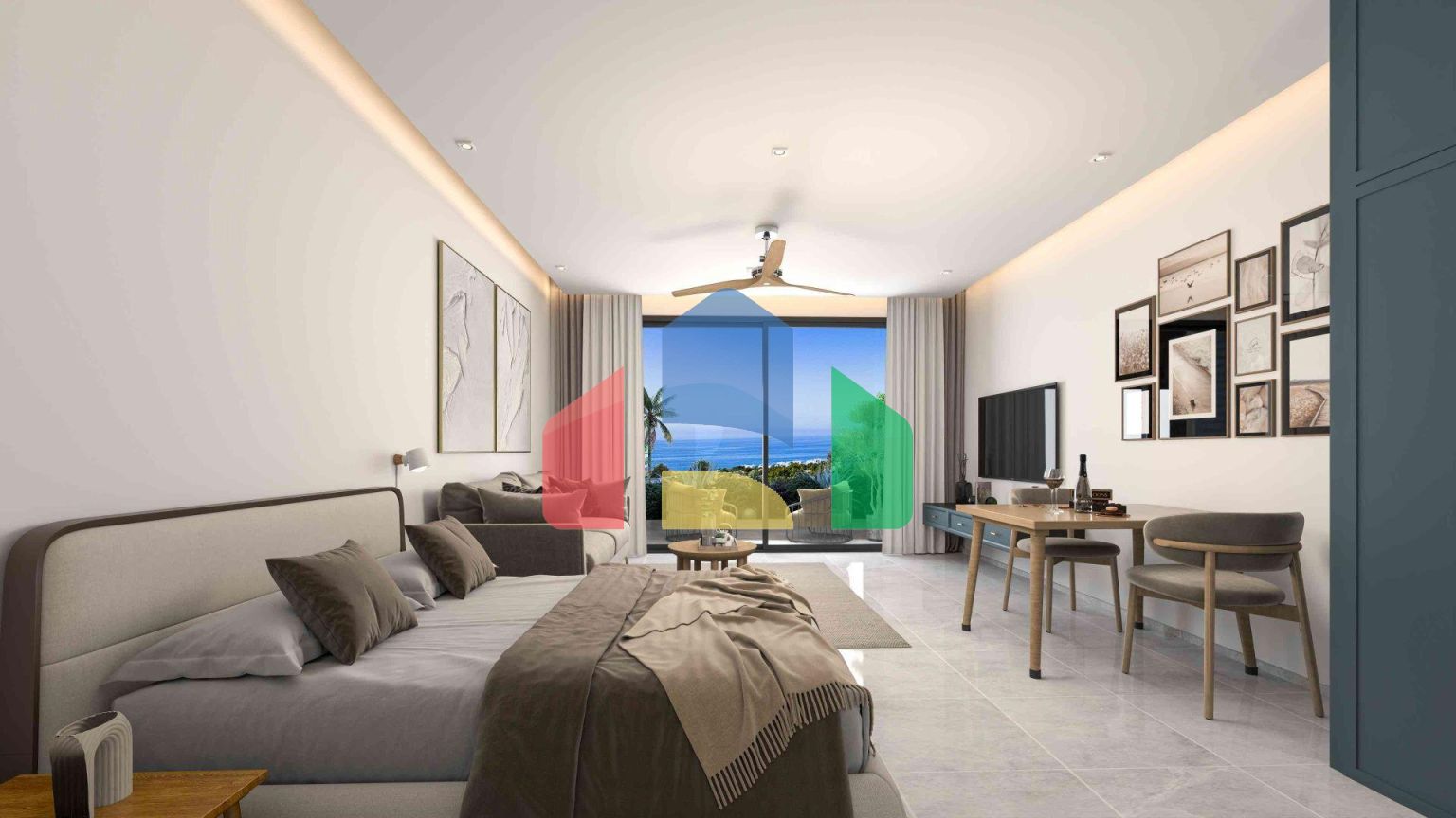 Студия 43 м2 в террасой 6м2 в комплексе у моря