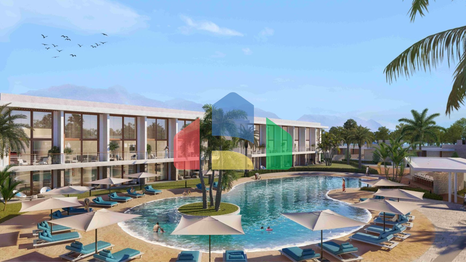 Студия пентхаус 38 м2 с террасой 12 м2 и на крыше 24 м2 в пешей доступности к пляжу