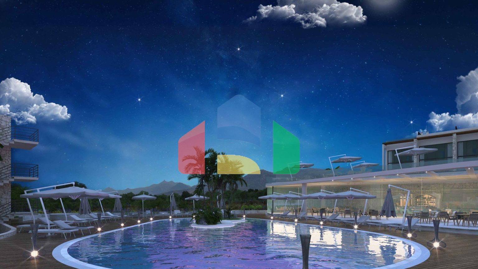 Студия-пентхаус 43 м2 с террасой на крыше в роскошном комплексе у моря