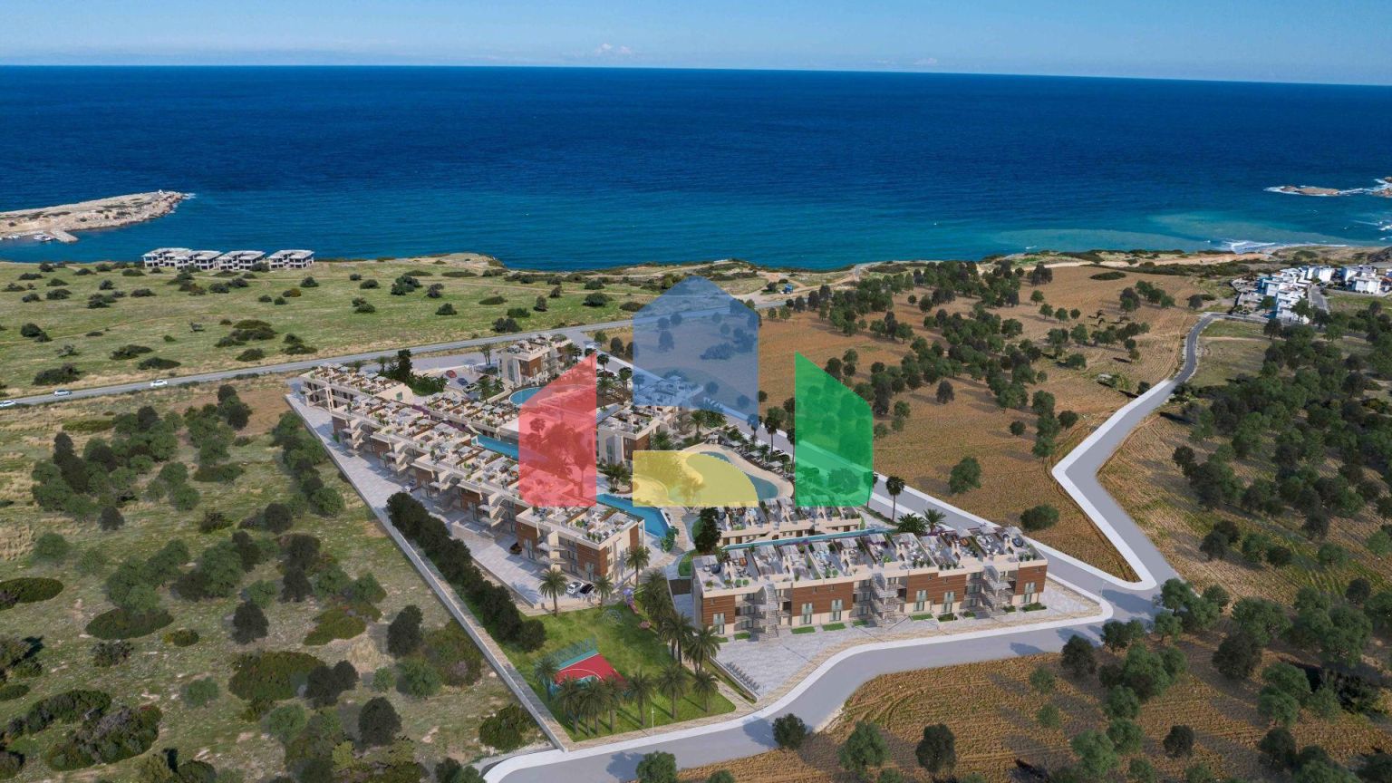 Студия-пентхаус 43 м2 с террасой на крыше в роскошном комплексе у моря