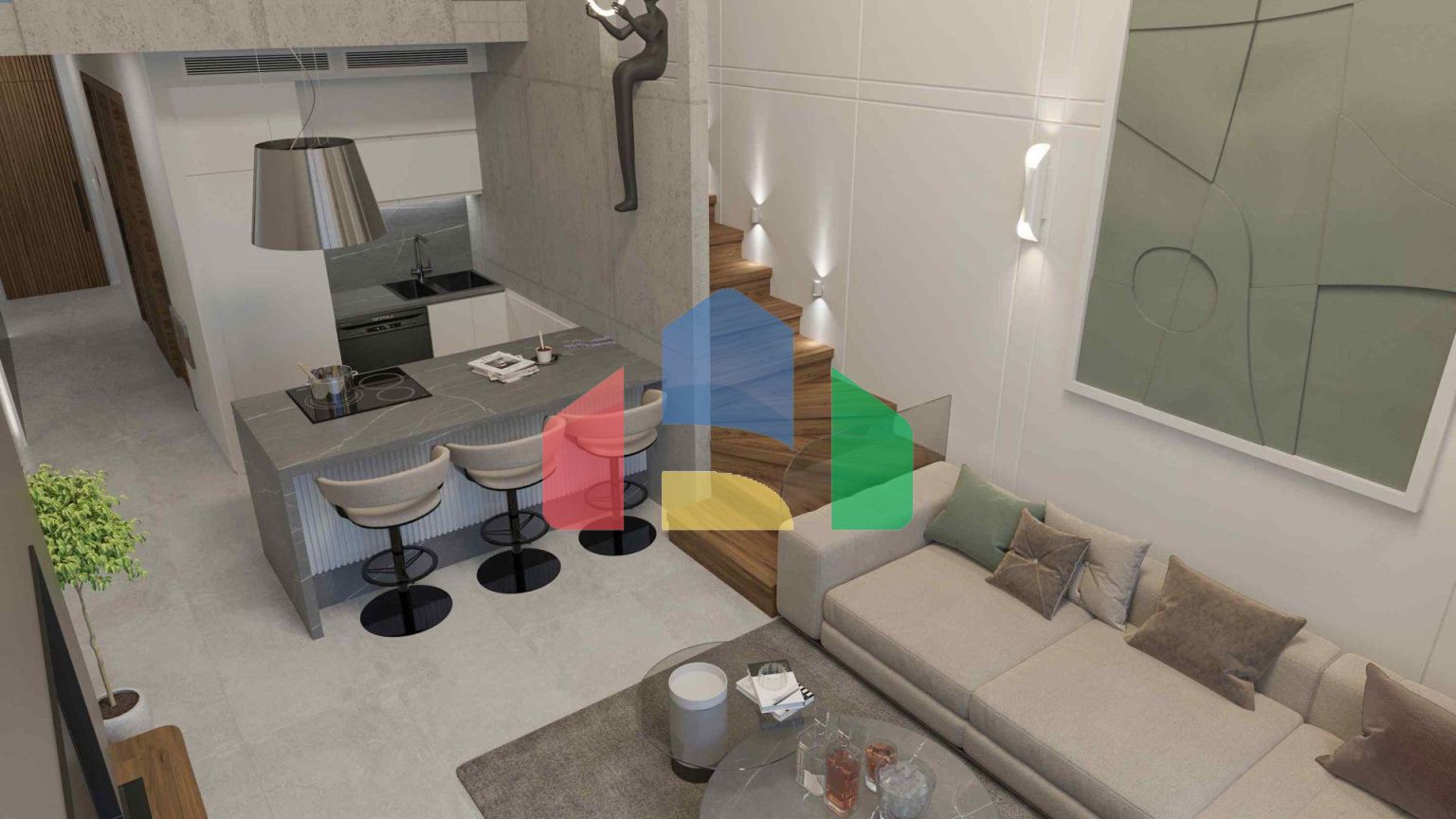 3-комнатный loft пентхаус 142 м2 с террасой на крыше 53 м2 в новом и современном комплексе в Эсентепе