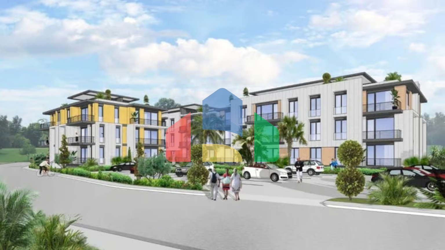 2-комнатные апартаменты 58 м2 с балконом 5 м2 в новом и тихом комплексе в Алсанджаке