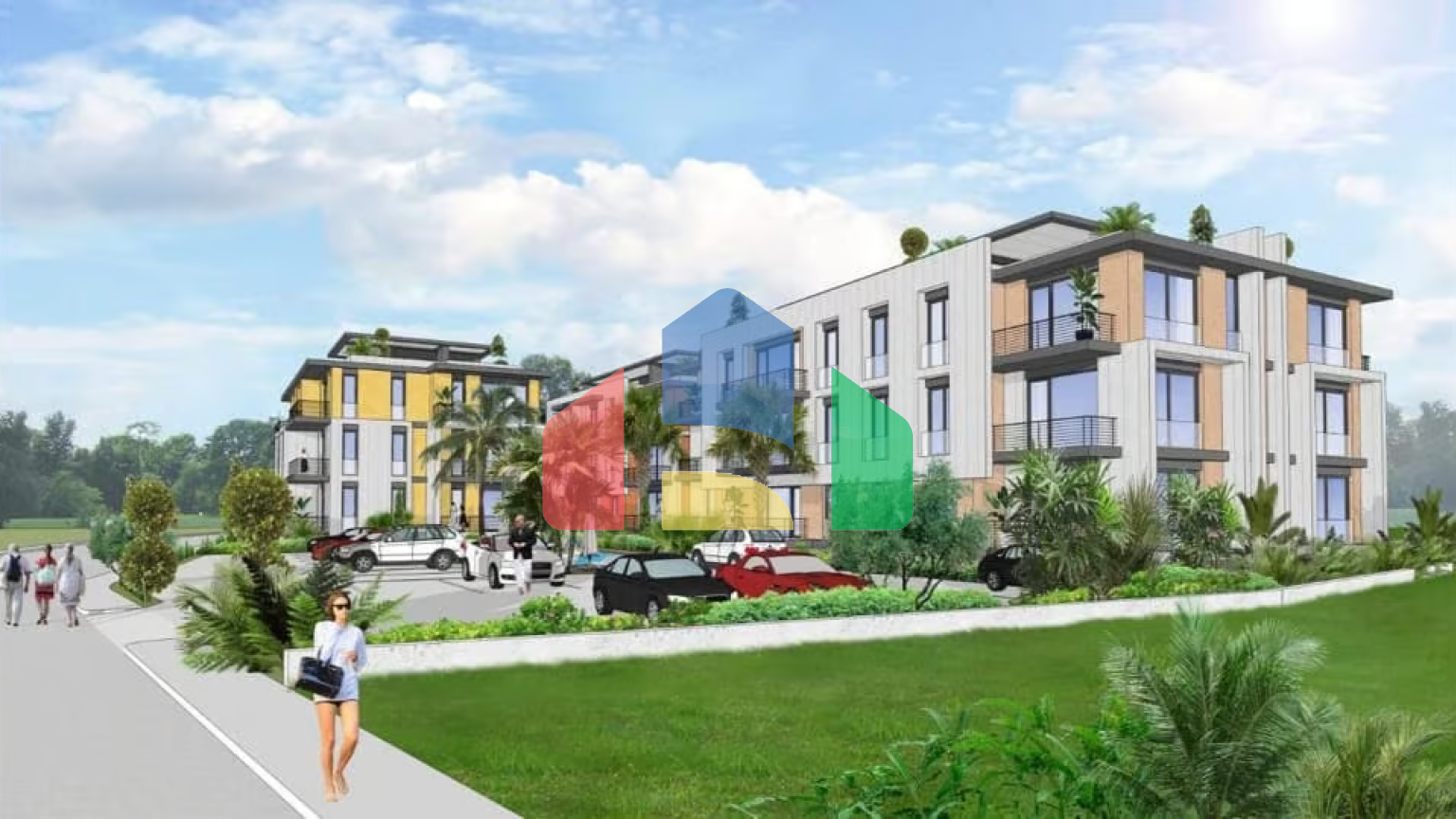 2-комнатные апартаменты 58 м2 с балконом 5 м2 в новом и тихом комплексе в Алсанджаке