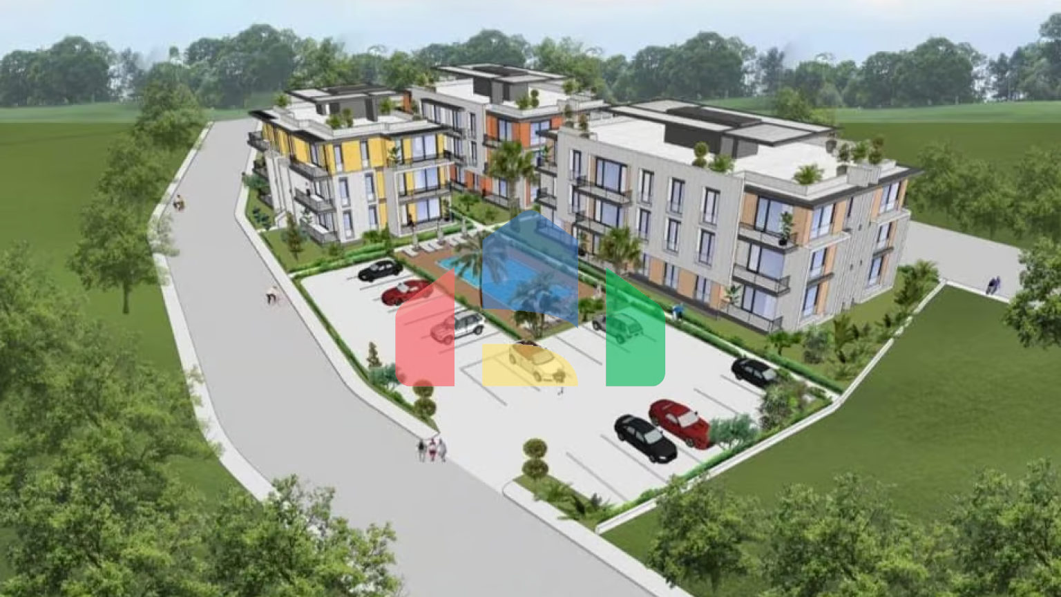 2-комнатные апартаменты 58 м2 с балконом 5 м2 в новом и тихом комплексе в Алсанджаке