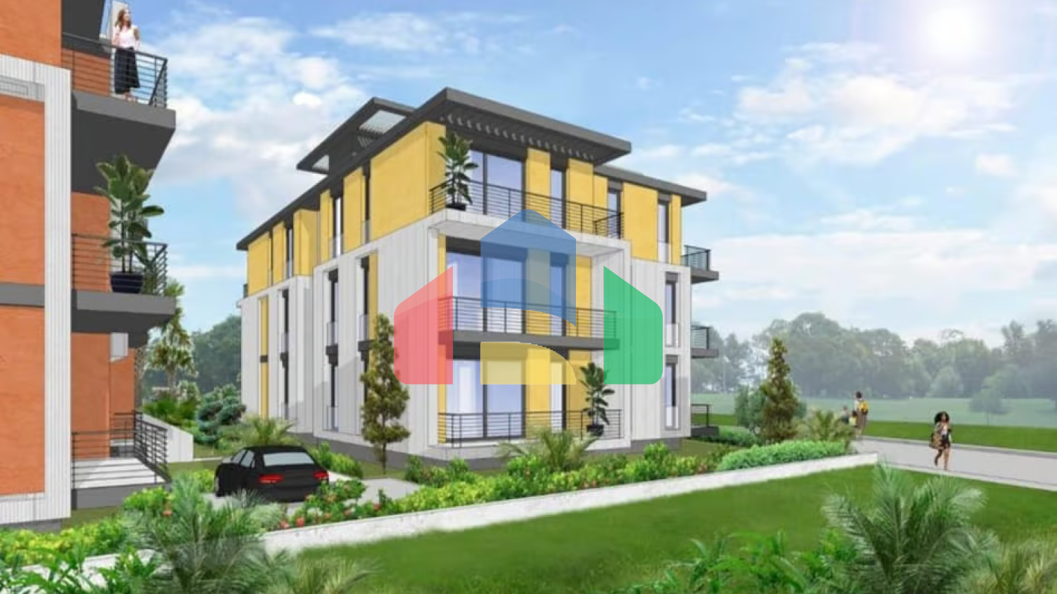 2-комнатные апартаменты 58 м2 с балконом 5 м2 в новом и тихом комплексе в Алсанджаке