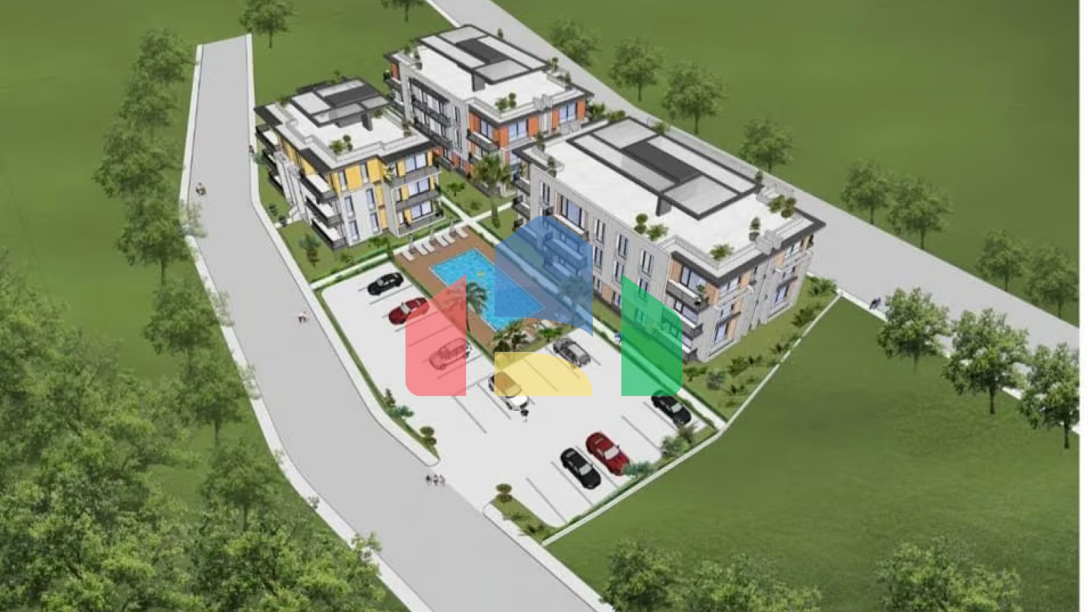 2-комнатные апартаменты 58 м2 с балконом 5 м2 в новом и тихом комплексе в Алсанджаке