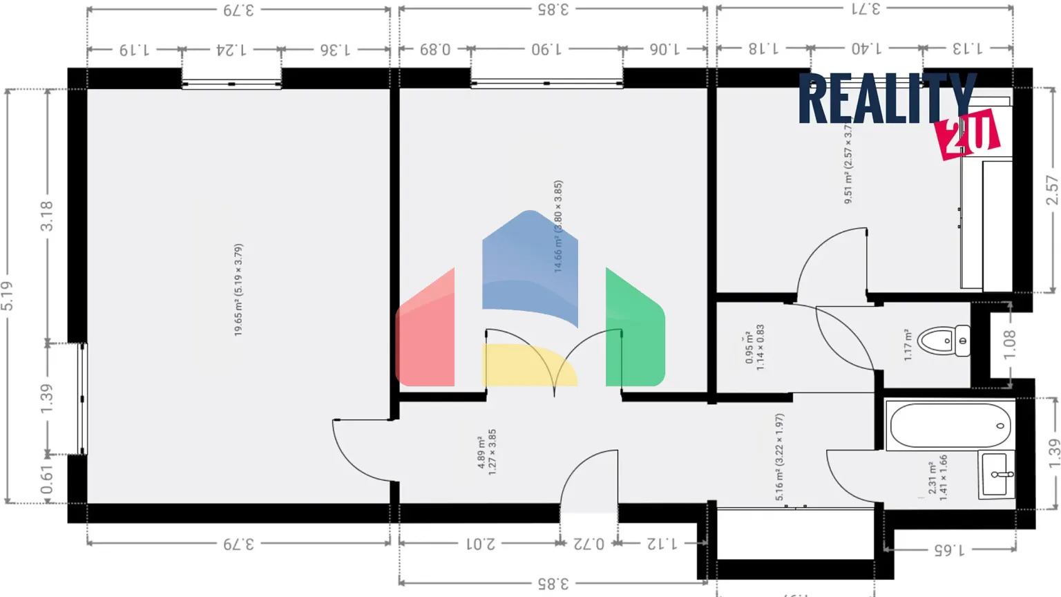 На продажу квартира 2+1 61 m²