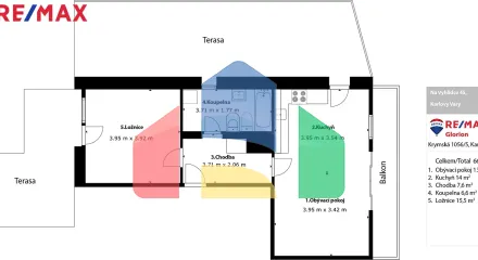 На продажу квартира 2-комн. студия 63 m²