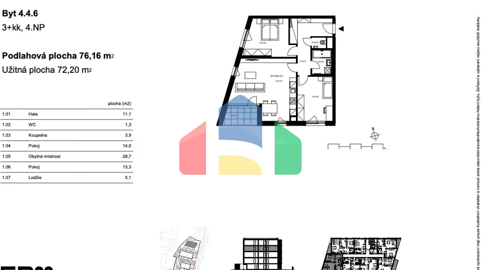 На продажу квартира 3-комн. студия 76 m²