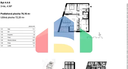 На продажу квартира 3-комн. студия 76 m²
