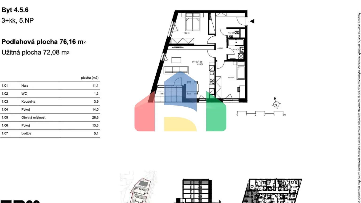 На продажу квартира 3-комн. студия 76 m²