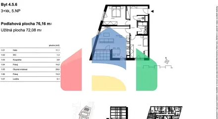 На продажу квартира 3-комн. студия 76 m²