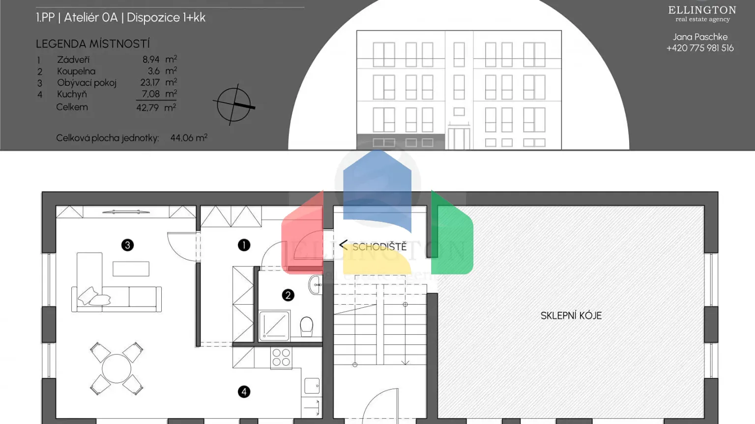 На продажу квартира 1-комн. студия 43 m²