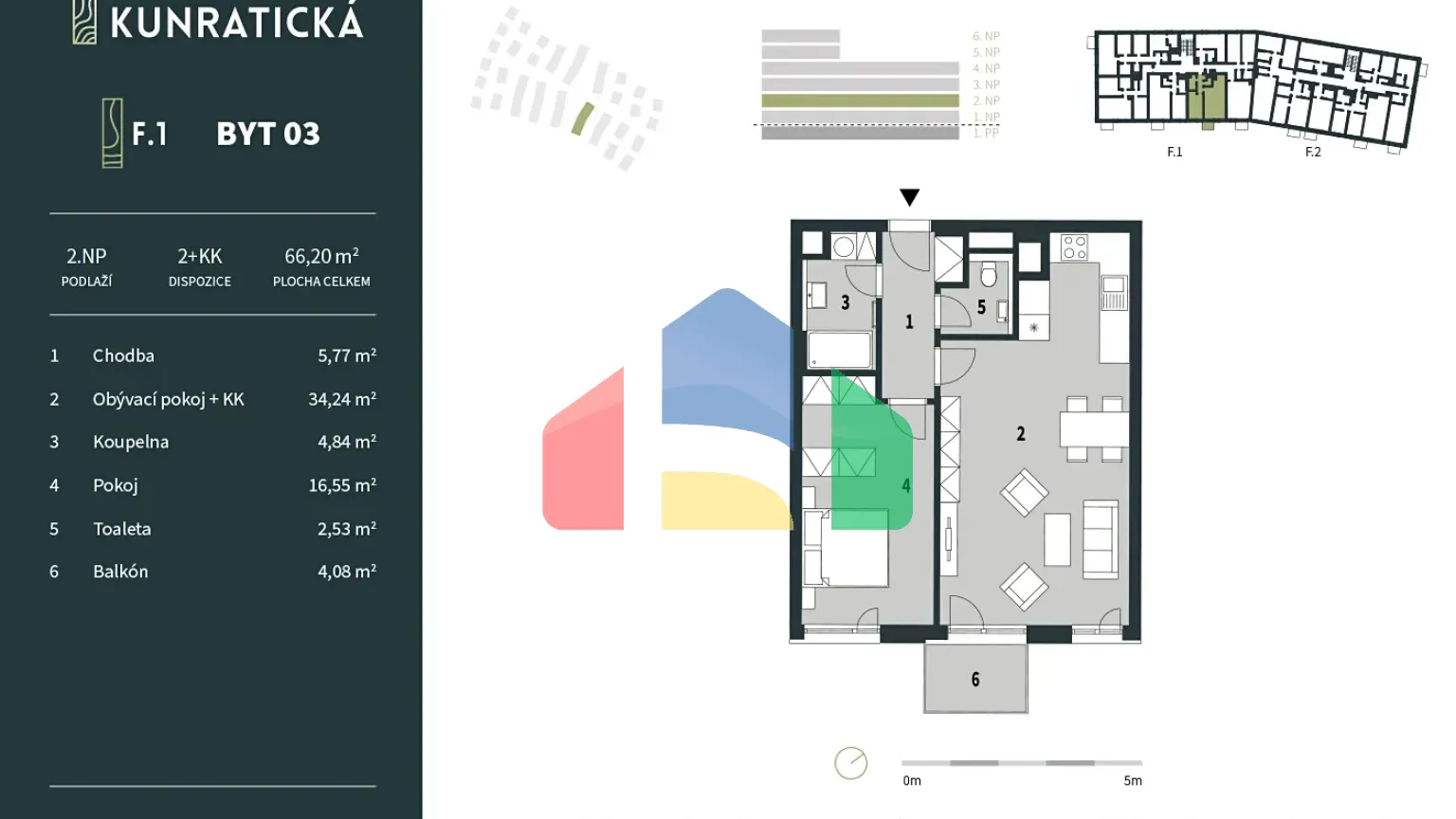 На продажу квартира 2-комн. студия 64 m²