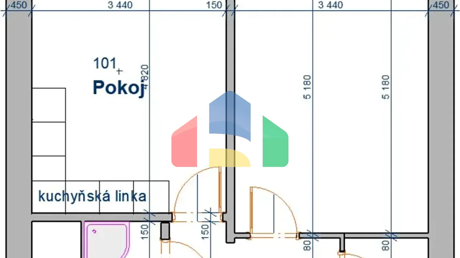 На продажу квартира 2-комн. студия 46 m²