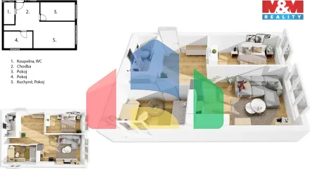 На продажу квартира 2-комн. студия 53 m²