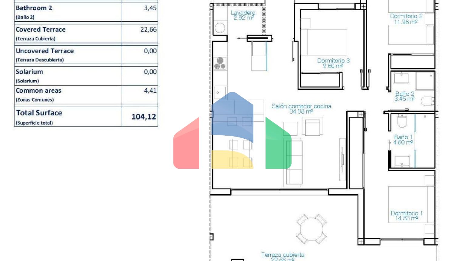Роскошные туристические апартаменты в 150 метрах от пляжа Лас Хигерикас — Торре де ла Орадада