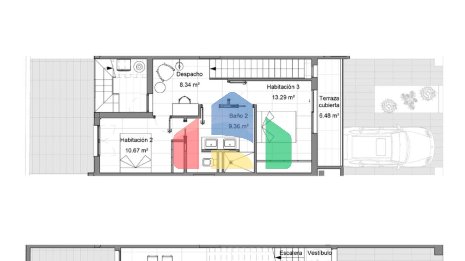 Комплекс из 3 таунхаусов типа дуплекс в Торре де ла Орадада в 400 метрах от пляжа