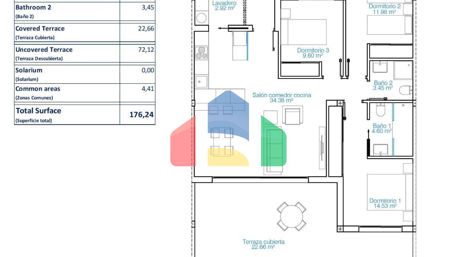 Роскошные туристические апартаменты в 150 метрах от пляжа Лас Хигерикас — Торре де ла Орадада
