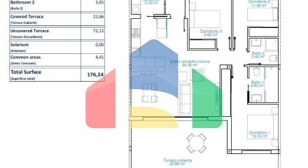 Роскошные туристические апартаменты в 150 метрах от пляжа Лас Хигерикас — Торре де ла Орадада