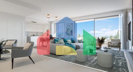 Современный дуплекс с двумя спальнями и двумя ванными комнатами в Марбелье с видом на поле для гольфа