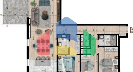 Three-bedroom apartments in an apartment building in Bar on the sixth floor.