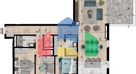 Three-bedroom apartments in an apartment building in Bar on the sixth floor.