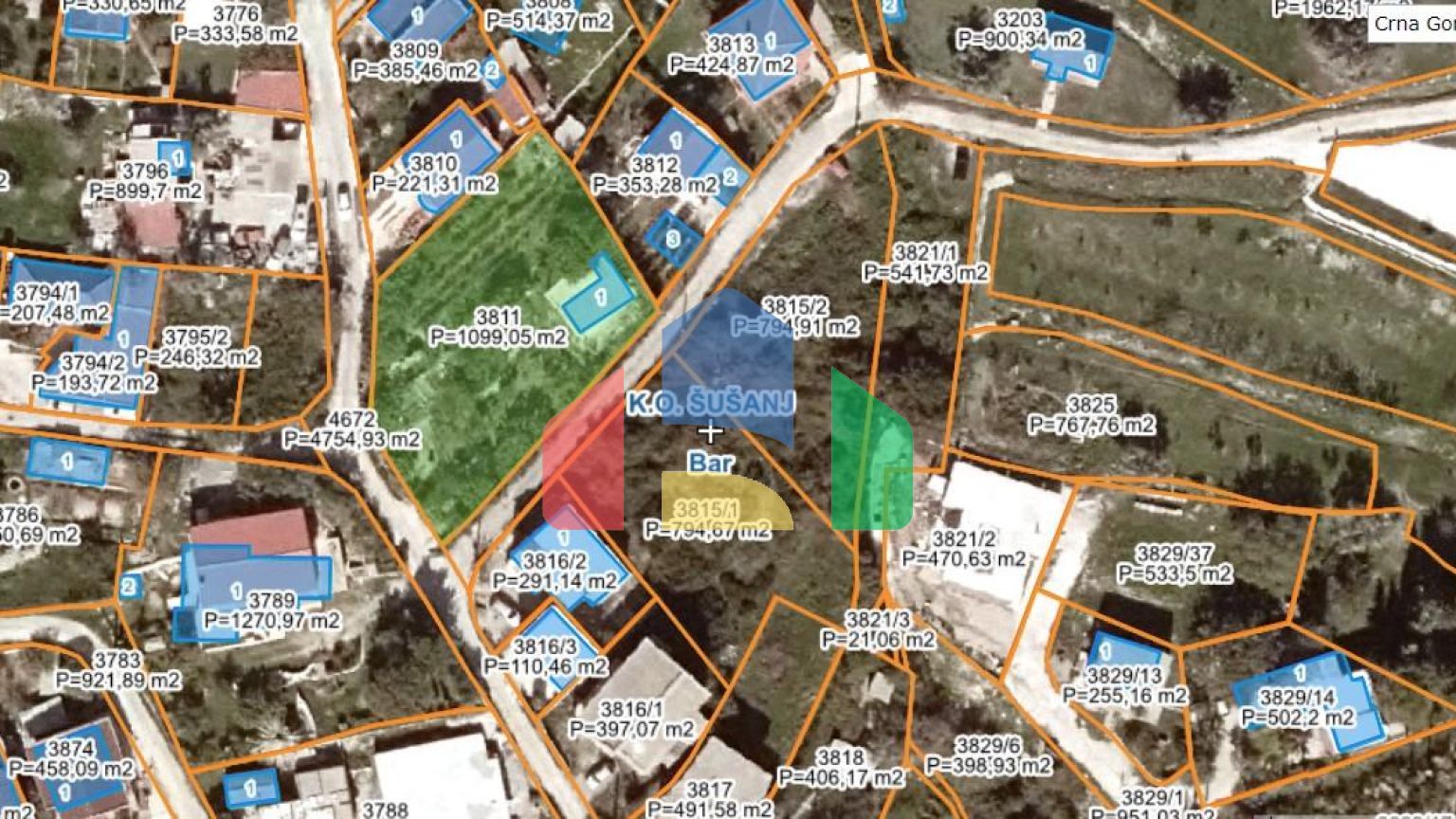 Одноэтажный дом с большим участком в Шушани, Бар