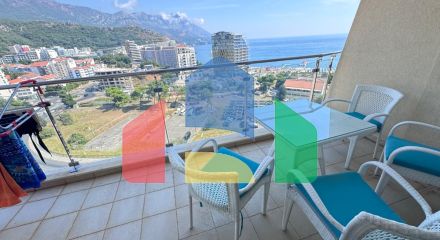 Квартира с 2 спальнями и панорамным видом на море и горы в Бечичи, новый комплекс с бассейном