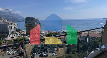 Квартира с 2 спальнями и панорамным видом на море и горы в Бечичи, новый комплекс с бассейном