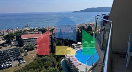 Квартира с 2 спальнями и панорамным видом на море и горы в Бечичи, новый комплекс с бассейном