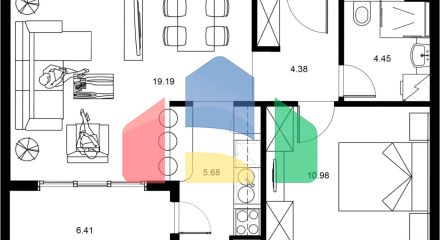 Квартира с 1 спальней с панорамным видом на море и горы в Бечичи
