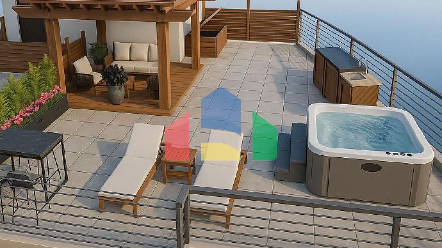 Роскошный пентхаус в 5★ комплексе с джакузи на крыше и видом на рассвет