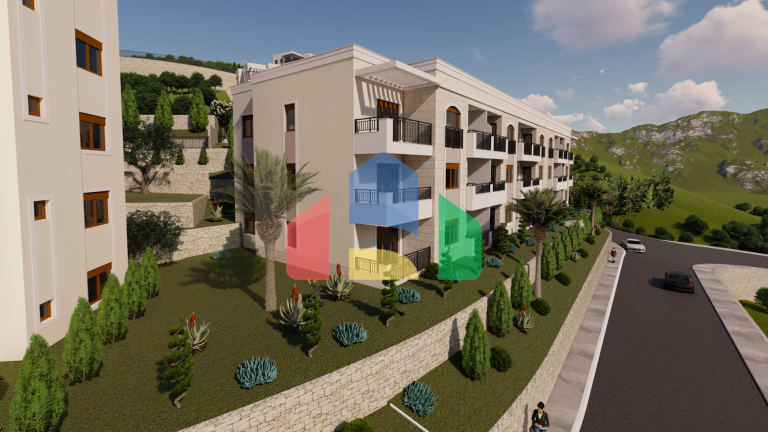 Функциональная квартира с двумя спальнями в новом ЖК в Будве.