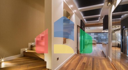 Super luxurious three-story triplex apartment with a jacuzzi and sauna