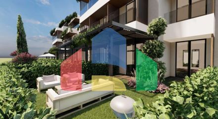 Студия с садом и террасой в новом комплексе с бассейном в Бока-Которском Заливе