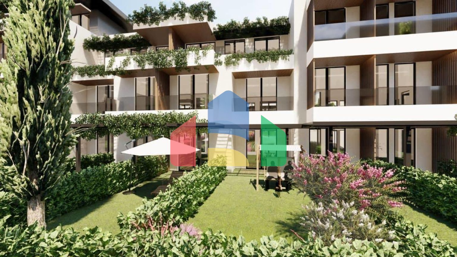 Студия с садом и террасой в новом комплексе с бассейном в Бока-Которском Заливе