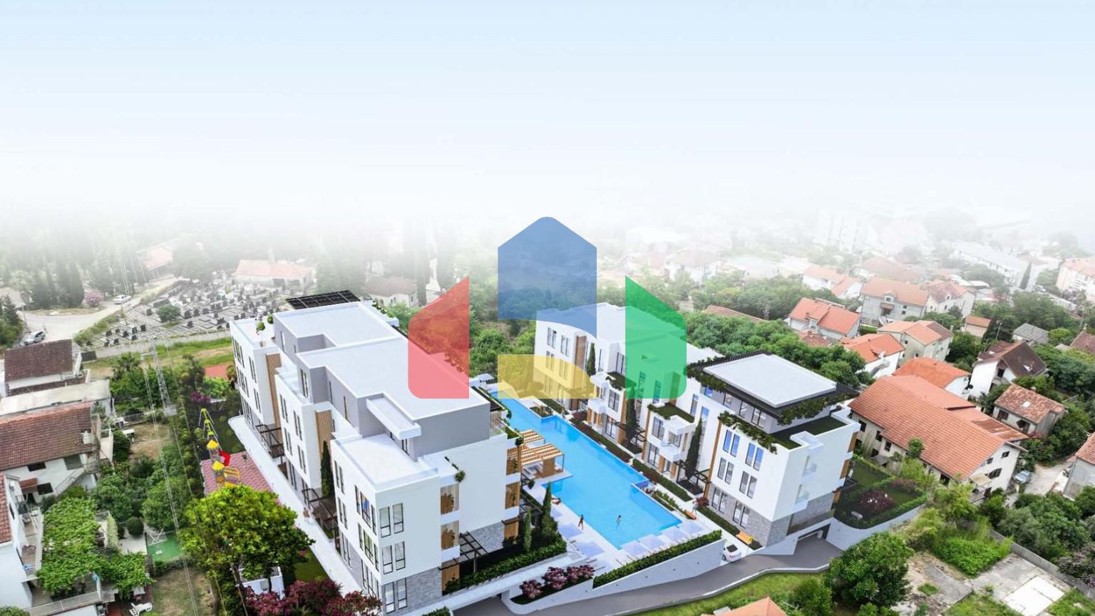 Апартамент 1+1 с садом в новом комплексе на берегу Адриатического моря