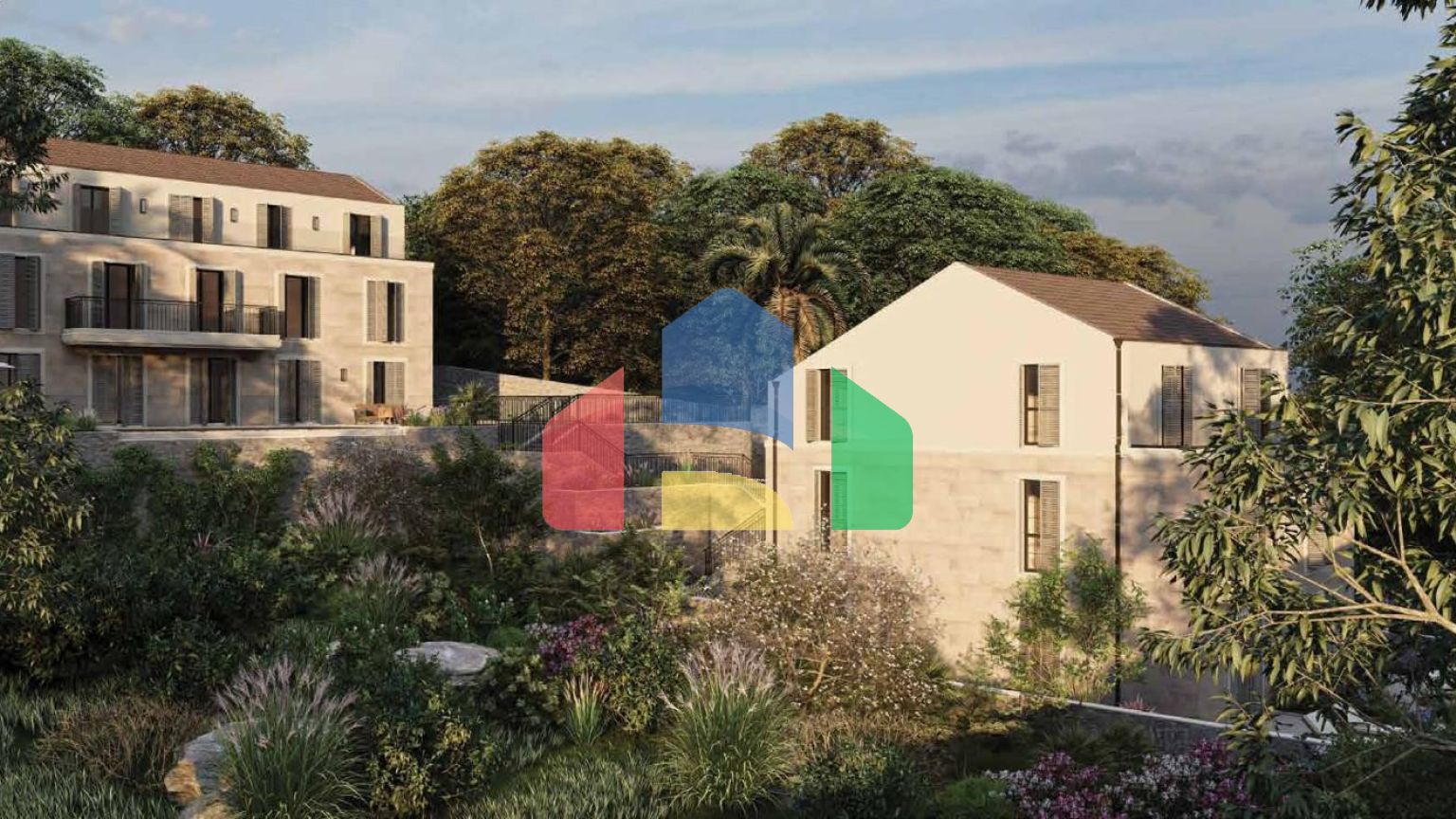 Квартира с террасой в 90 метрах от моря в Прчане, Которский залив