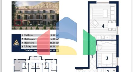 Квартира с террасой в 90 метрах от моря в Прчане, Которский залив