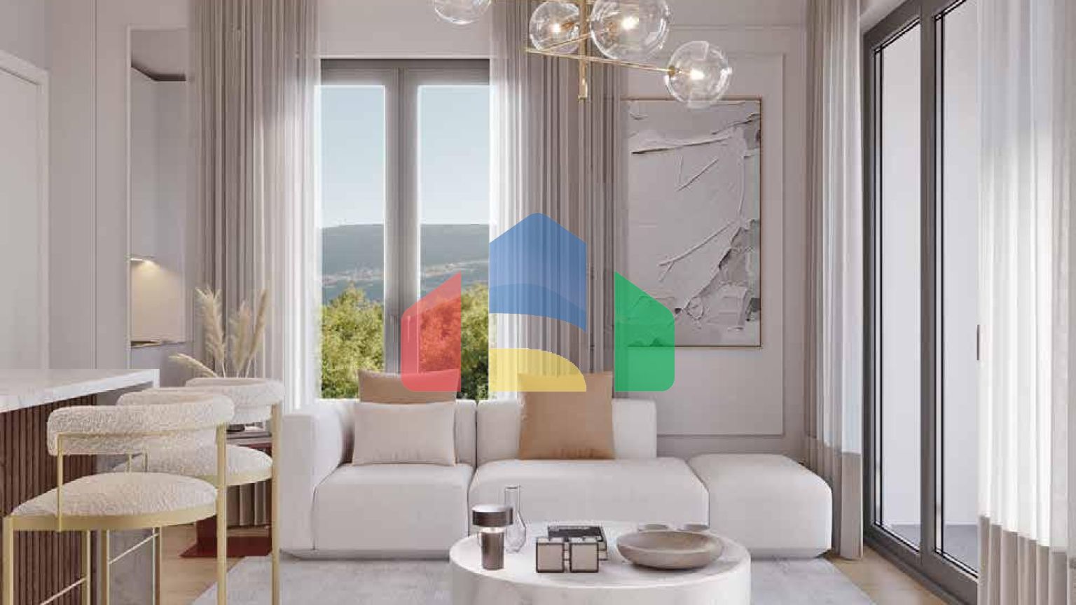 Квартира с одной спальней и террасой в 90 метрах от моря в Прчане, Которский залив