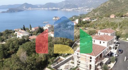 Роскошная современная вилла расположена в элитном поселке с видом на Свети Стефан и Будву.