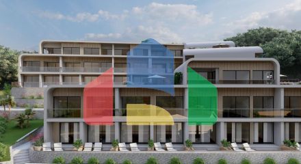 Просторная студия с террасой 26 м² и видом на море в премиум-комплексе, Тиват, Черногория.