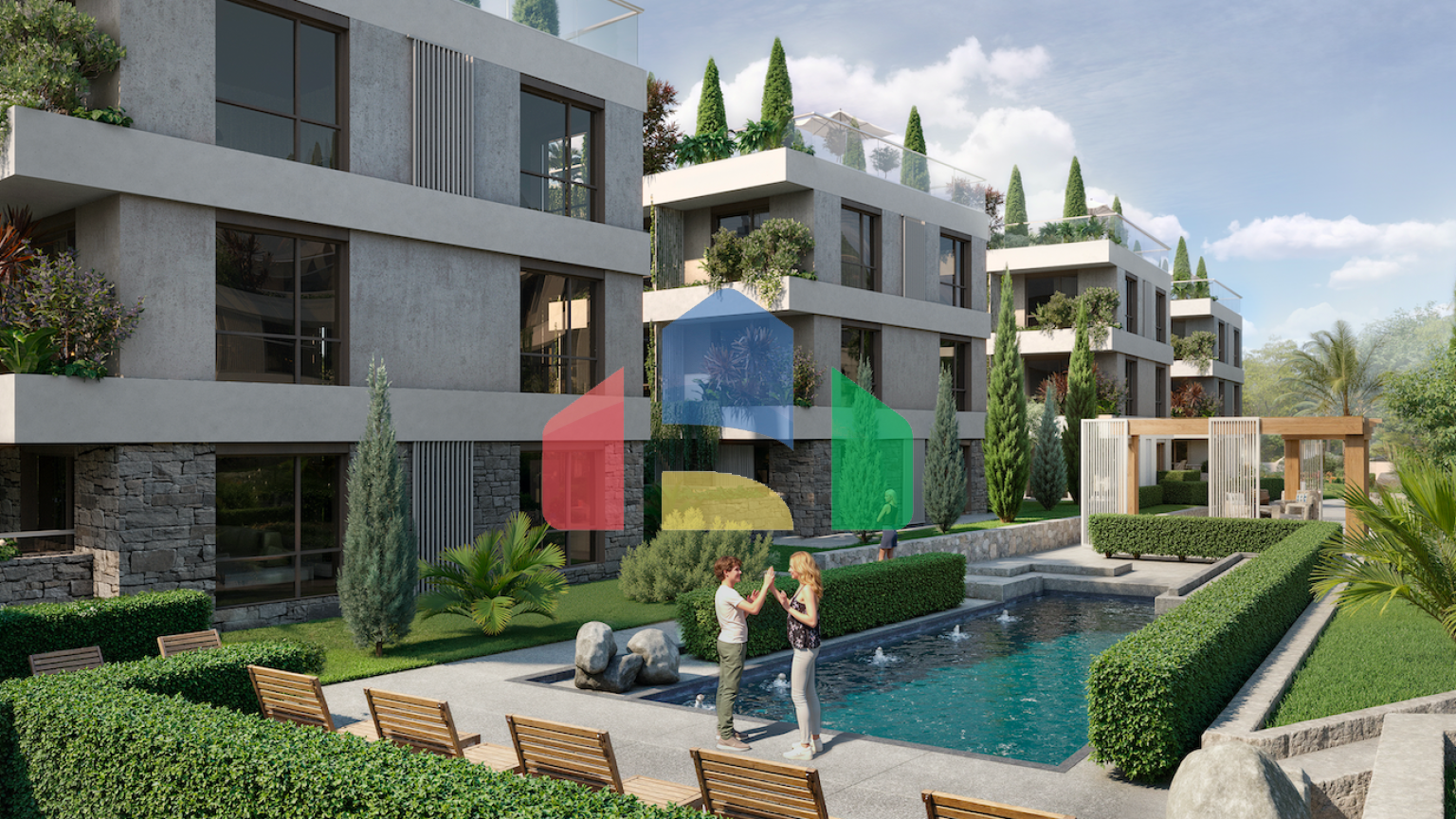 Квартира с 2 спальнями и собственным садом в центре Тивата